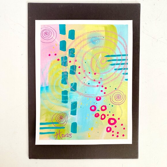 Spiral Sense Original Acrylic Painting 5x7in Frame Ready Wall or Desktop Art - Picture 2 of 4